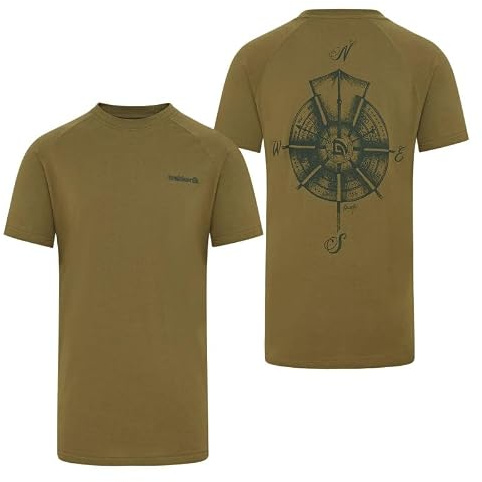 Trakker Tempest T-Shirt | Carp Fishing Raglan T-Shirt | Khaki Colour | Subtle Black Branding on Front | Stannart Print of Tempest Mechanism on Rear | Breathable and Cool Cotton