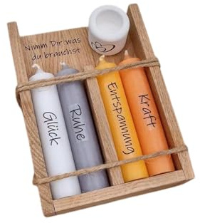 Geschenkset Kerzen, Weiß, Grau, Gelb, Orange | Nimm dir was du brauchst, Geschenke für Freunde, Last-Minute-Geschenke, Geschenkverpackung