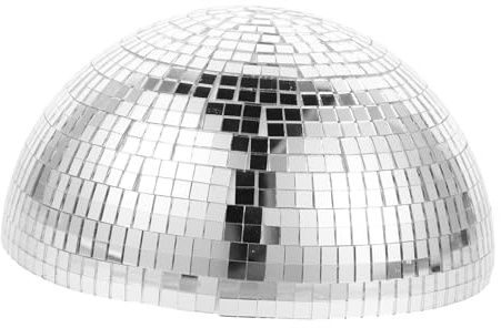 DIYEAH Boule À Facettes 20 Cm Sphère De Jardin Réfléchissante en Acier Inoxydable Demi-Sphère Polie Décoration Murale Extérieure pour Patio Cour Et Fête Disco