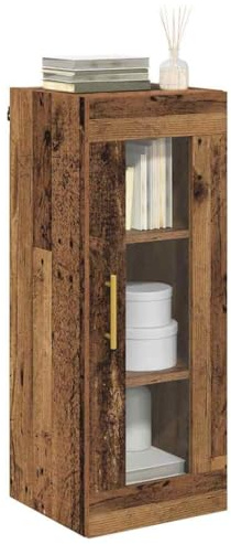 vidaXL Wandschrank Altholz 34,5 x 34 x 90 cm Engineered Wood und Glas