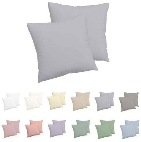 Nesture Kissenbezug 50x50 2er Set - 100% Jersey Mikrofaser Kissenbezüge Hellgrau, Kissenhülle 50x50 - kopfkissenbezug für Kissen 50x50 cm mit Reißverschluss, Weich und Bügelfrei