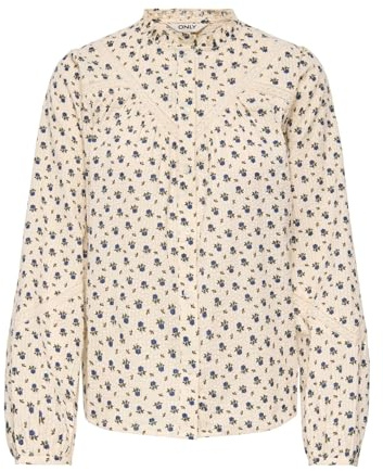 ONLY Damen Hemd Grau M | Normal geschnitten fit, Langarm, Traditional, Bei max. 30 grad im schongang waschen