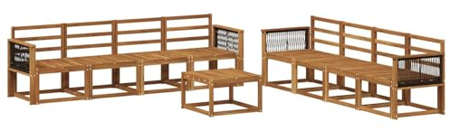 vidaXL Outdoor-Sofagarnitur 7 pcs Natur Massivholz Akazie, Akazienholz Garten Sofa Set, modernes Outdoor Lounge, stylische Terrassenmöbel, Bequeme Sitzgelegenheit für Treffen