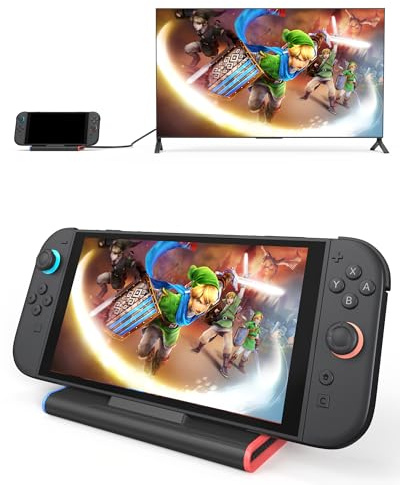 QJYKIONE Switch 2 Dock - 4K TV Adapter - Portable Docking Station for Nintendo Switch 2 ONLY, Game Accessories, NS2 Travel Charging Dock Stand Base with 3* USB 3.0, Type-C PD Input, $K@60Hz HDMI