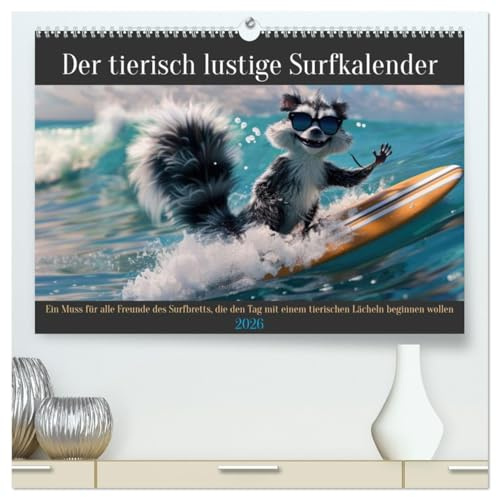 Der tierisch lustige Surfkalender (hochwertiger Premium Wandkalender 2026 DIN A2 quer), Kunstdruck in Hochglanz: Ein Muss für alle Freunde des ... Lächeln beginnen wollen (CALVENDO Sport)