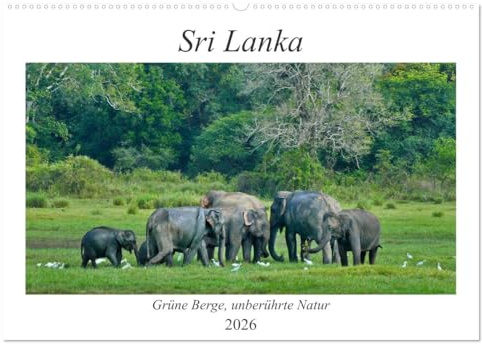 Sri Lanka, Grüne Berge - unberührte Natur (Wandkalender 2026 DIN A2 quer), CALVENDO Monatskalender: Sri Lanka, unberührte Natur, exotische Tempel, grüne Berge, wilde Elefanten (CALVENDO Orte)