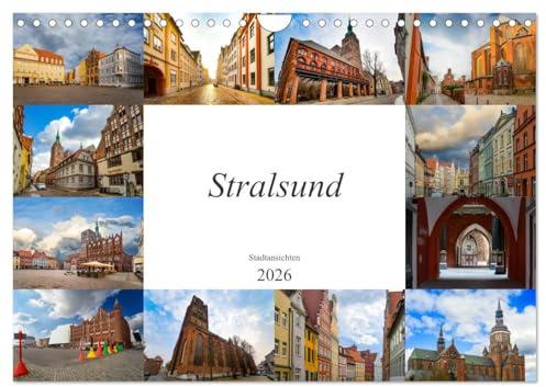 Stralsund Stadtansichten (Wandkalender 2026 DIN A4 quer), CALVENDO Monatskalender: Ein Kalender mit zwölf wunderschönen Bildern der Stadt Stralsund (CALVENDO Orte)