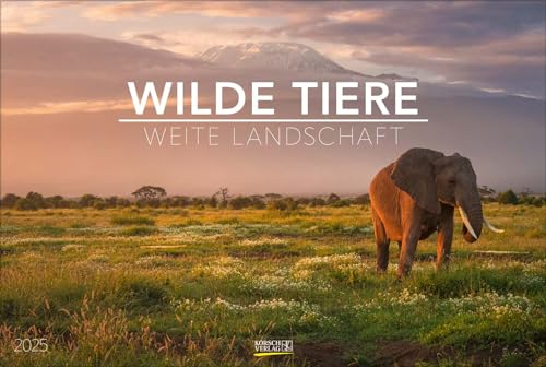 Wilde Tiere - weite Landschaft 2025: Großer Foto-Wandkalender mit Bildern von Landschaften mit wilden Tieren. PhotoArt Panorama Querformat: 58x39 cm.