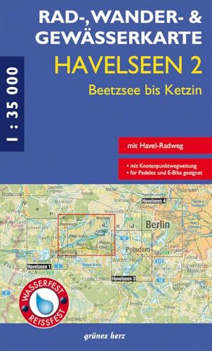 Rad-, Wander- und Gewässerkarte Havelseen 2: Beetzsee bis Ketzin: Mit Klein Kreutz, Jeserig, Groß Kreutz, Phöben, Wachow, Radewege. Maßstab 1:35.000. ... Berlin/Brandenburg: Maßstab 1:35.000)