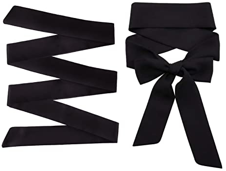 Shinywear Extra langer schwarzer schmaler Schal, Halsband, Choker, Taillengürtel