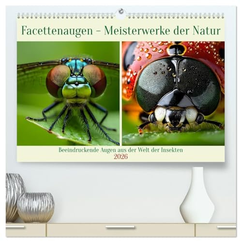 Facettenaugen - Meisterwerke der Natur (hochwertiger Premium Wandkalender 2026 DIN A2 quer), Kunstdruck in Hochglanz: Beeindruckende Augen aus der Welt der Insekten (CALVENDO Tiere)