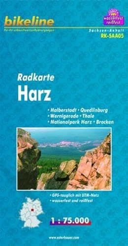 Radkarte Harz (RK-SAA05): Halberstadt, Quedlinburg, Wernigerode, Thale, Nationalpark Harz, Brocken 1:75.000 (Bikeline Radkarte)