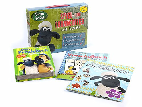 Shaun das Schaf: Spiel- und Lernkoffer für Kinder: 1 Puzzlebuch, 1 Vorschulbuch, 1 Stickerbuch