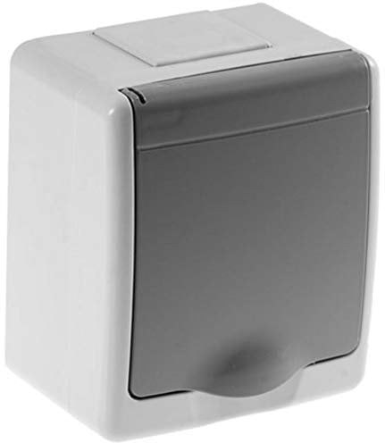AW-Tools Aufputz-Steckdose 1-Fach mit Klappdeckel IP44 grau, selbstdichtend