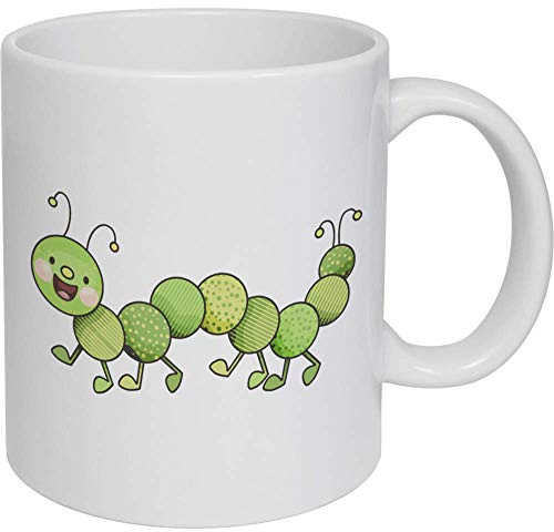 Azeeda 11oz (320ml) 'Happy Caterpillar' Ceramic Mug/Cup (MG00016195)