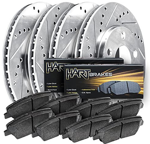 Hart Brakes Front Rear Brakes and Rotors Kit |Front Rear Brake Pads| Brake Rotors and Pads| Ceramic Brake Pads and Rotors |2015-2021 Jeep Renegade, 2016-2019 Fiat 500X