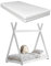 [en.casa] Kinderbett Weiß mit Matratze 80x160cm Tipi-Design Kiefernholz Bett Holzbett Hausbett Kaltschaummatratze Öko-Tex Standard 100 Allergikergeeignet Atmungsaktiv