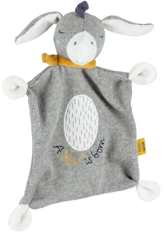 Fehn Schmusetuch Esel Star – Spielkamerad und Stofftier-Schnuffeltuch mit Baumwolle aus kontrolliert biologischem Anbau (kbA) mit individuell gesticktem Slogan – für Babys und Kleinkinder ab 0+Monaten
