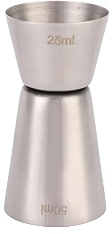 Vaso Doble Medida de 25 y 50 ml, Doble Cara Vaso Medidor de Cócteles de acero inoxidable, Medida Espíritu, Medidor Jigger Profesional Barman para Bebidas