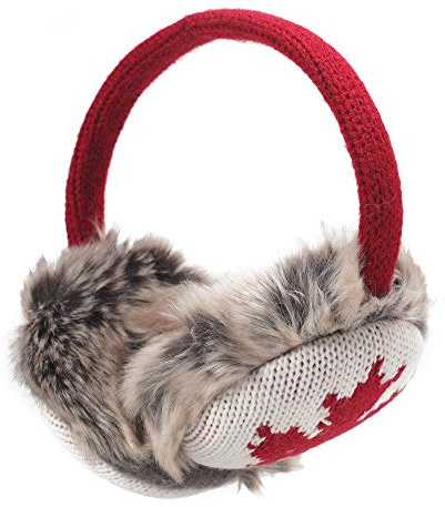 ZLYC Hiver Cache Fausse fourrure Cache-oreilles pour Femmes(Feuille D'érable Blanche.)