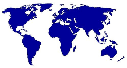 Adesivo Mappa del Mondo - Sticker per Personalizzare LA Tua Auto - Moto - Camper - Muri Pareti e Mobili - World Map Decal - Decorazioni ADESIVE in Vinile di Alta QUALITA' - Blu 60 X 30 CM
