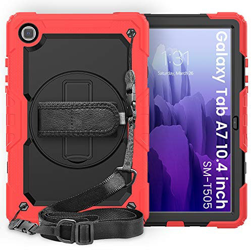 Lobwerk Funda 4 en 1 para Samsung Galaxy Tab Samsung Galaxy Tab A7 SM-T500 T505 de 10,4 pulgadas, carcasa protectora + estructura roja