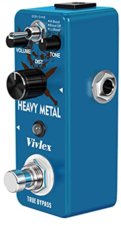 Vivlex LEF-305 Heavy Metal Distortion Gitarre Effektpedal Mini Analog Heavy Rock Stompbox für E-Gitarre mit True Bypass Fußschalter Zinklegierung Shell