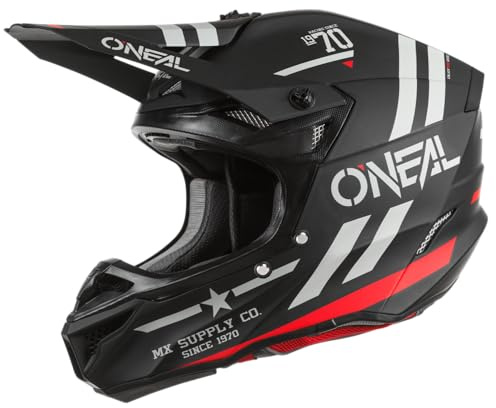O'NEAL | Motocrosshelm | MX Enduro | 2 Außenschalen & 2 EPS für erhöhte Sicherheit, ABS Schale, Nasenschutz aus Gummi | 5SRS Polyacrylite Helmet Squadron V.22 | Erwachsene | Schwarz Grau | L
