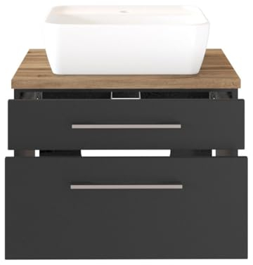Waschbeckenunterschrank Dasa, 60 cm, mit 2 Schubladen, Graphit/Grau matt