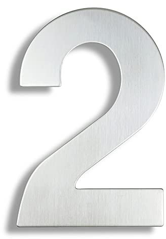 HASWARE Numero civico moderno in acciaio inossidabile spazzolato Elegante porta alfabeto placca Street Home Decor (2, 6 pollici argento)