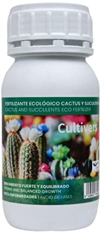 CULTIVERS Fertilizante Cactus y Crasas Ecológico 250 ml. Abono Líquido de Crecimiento Saludable. Mayor Floración.