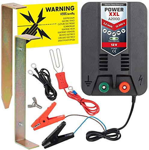 Power XXL Elettrificatore 12 V A2000 per recinti elettrici, recinzioni da pascolo