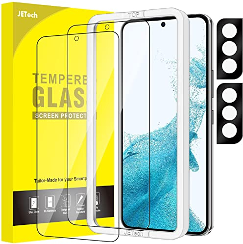 JETech Verre Trempé pour Samsung Galaxy S22+/S22 Plus 5G avec Protection d'Objectif Caméra, Film Protection Écran avec Outil d'Installation, Compatible ID d'Empreinte Digitale, 2 Pièces Chacun