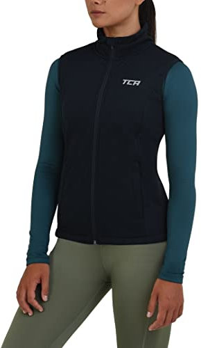 TCA Damen Flyweight winddichte Lauf- und Fahrradweste mit Reißverschlusstaschen - Mitternachtsblau, S
