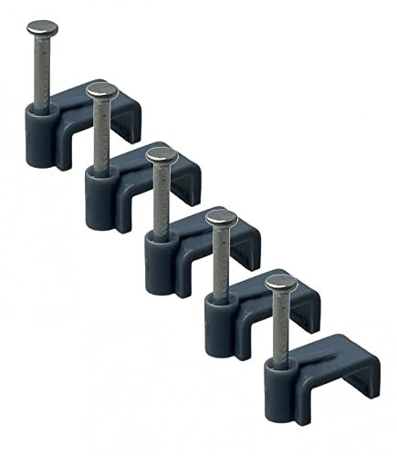 On1shelf Pinzas para cables planos con clavo de fijación bolsa de 50 Gris 8mm
