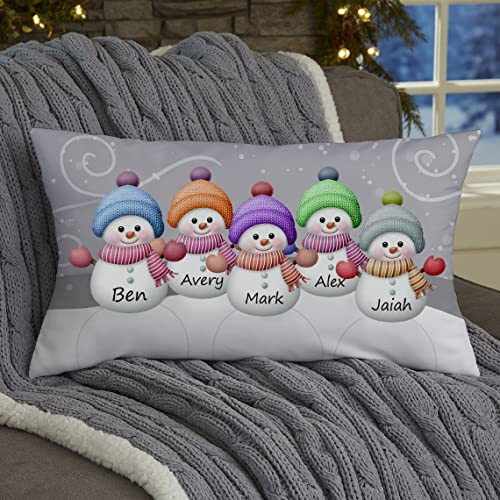Benutzerdefinierter Schneemann-Familien-Kissenbezug mit 1–9 Namen personalisierte Familien-Weihnachtskissen Urlaubsdekoration Wurfkissenbezug für Sofa Weihnachten Büro,Schlafzimmer, Dekorationen