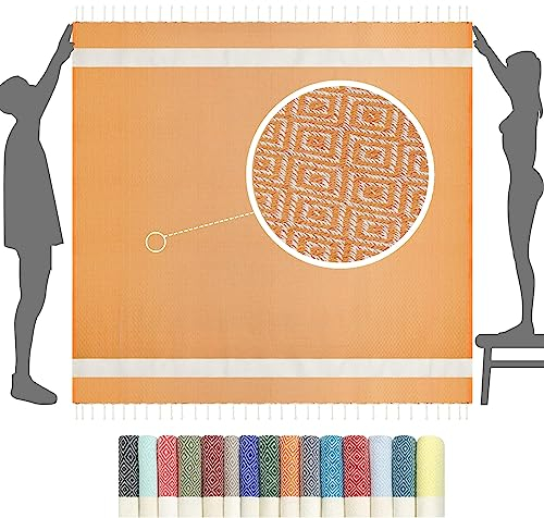 furora Holiday Strandtuch XXL 200x200 cm: Baumwolle, leicht dünn | Picknickdecke Stranddecke + Strandhandtuch Groß, Hamamtuch Saunatuch Damen Herren, Beach Towel Cotton Strandlaken, Urlaub Must Have