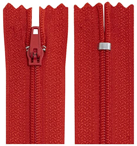 Aerzetix - C63417 - Set di 10 Cerniere Lampo a Spirale N°3 Non separabile 35cm in Nylon - cursore autobloccante in Metallo - Colore Rosso - Abbigliamento Cucito Pantaloni merceria
