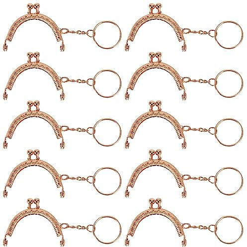 Arc en Métal Cadre Baiser Fermoir Serrure Semi-Circulaire Sac À Main Sac Cadre Fermoir Serrure Fermoirs Craft Cadre avec Porte-clés pour DIY Porte-Monnaie Faisant 10 Pièces (Doré)