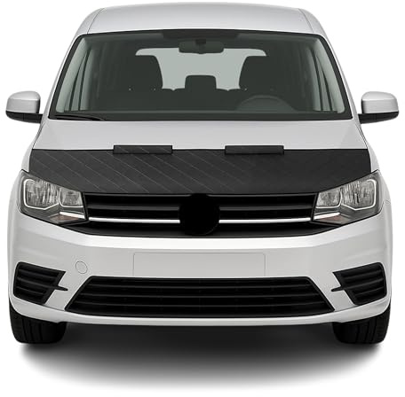 OMAC Haubenbra Halb für VW Caddy 2015-2020 FL Vinyl Schwarz Diamond | Steinschlagschutz, fahrzeugspezifisches Design, Car Bonnet Bra