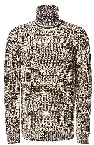 Rusty Neal Herren Pullover Rollkragen Grob-Strick Pulli Regular Fit Knitwear' Langarmpullover 435, Farbe:Beige, Größe S-3XL:M