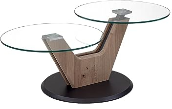58 aufm Kessel Couchtisch Cathe 110x60x45 höhenverstellbar Wildeiche Bianco/Klarglas 16210