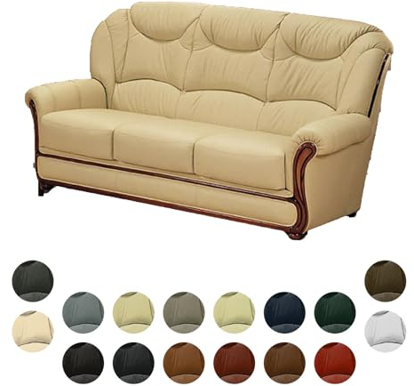 MyVorrei 3-Sitzer-Sofa aus echtem Leder, hergestellt in Italien, 182 x 95 cm, Höhe 102 cm, in 16 Farben