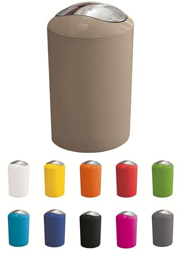 KW Gleam 5Ltr Swing Bin - Compact Bathroom/Kitchen/Waste Bin (Biege)