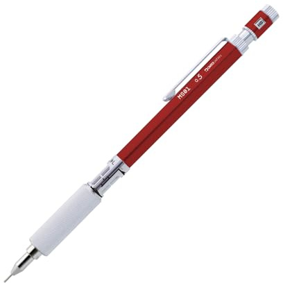 OHTO MS01 MS01 Druckbleistift, hochfunktionell, Vollmetall-Aluminium und Messingkörper, 0,5 mm, Rot, MS01-SP5-RD