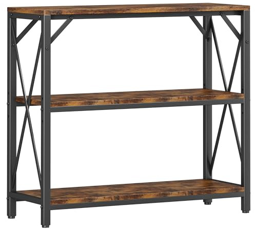 Homeiju Table console de 80 cm de large, table d'entrée à 3 niveaux avec rangement, table de canapé industriel avec étagères ouvertes, tables d'entrée pour entrée, couloir, cuisine, salon et chambre à