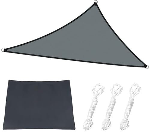 Gray Triangle Sun Shade Sail with 3 Ropes, 3×3×3M Garden Sails Canopy Waterproof, UV Resistant Patio Canopy Sunscreen Awnings, Waterproof Fabric Sunshade Net, Pergola Covers for Party Garden Outdoor