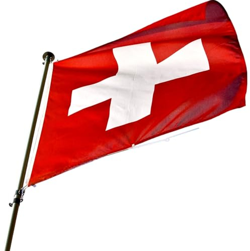 Schweiz Fahne | Schwiizer Flagge | Schweizer Flaggen | Fanartikel | strapazierfähiges Polyester & Metallösen | 90x150cm| 3x5 ft | Fahne von Cey (Schweiz)