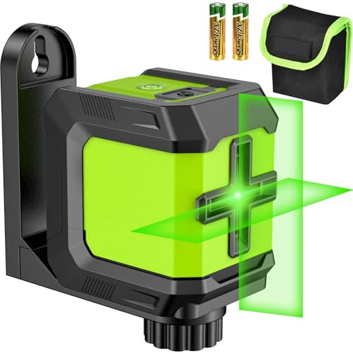 Onherm Livella Laser Autolivellante, 4 Livelli di Luminosità, Laser Verde Verticale/Orizzontale, ±4° Livellamento, IP54 Antipolvere Impermeabile, Supporto magnetico 360°, per interni DIY e cantieri