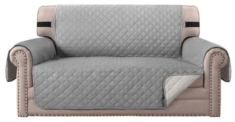 SXZAGZR Sofabezug Mit Armlehnen, wasserdichte Sofabezug, Couch Überzug, Sofaschoner rutschfest, Sofaüberwurf, Couch Überzug, Sofaschutz, Sofabezug (Hellgrau,Zweisitzer (groß))